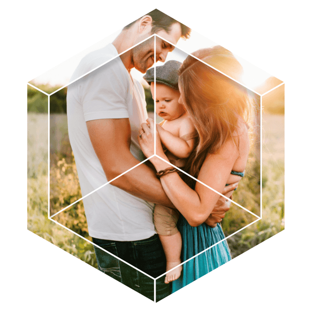 Family Image In A Hexagon